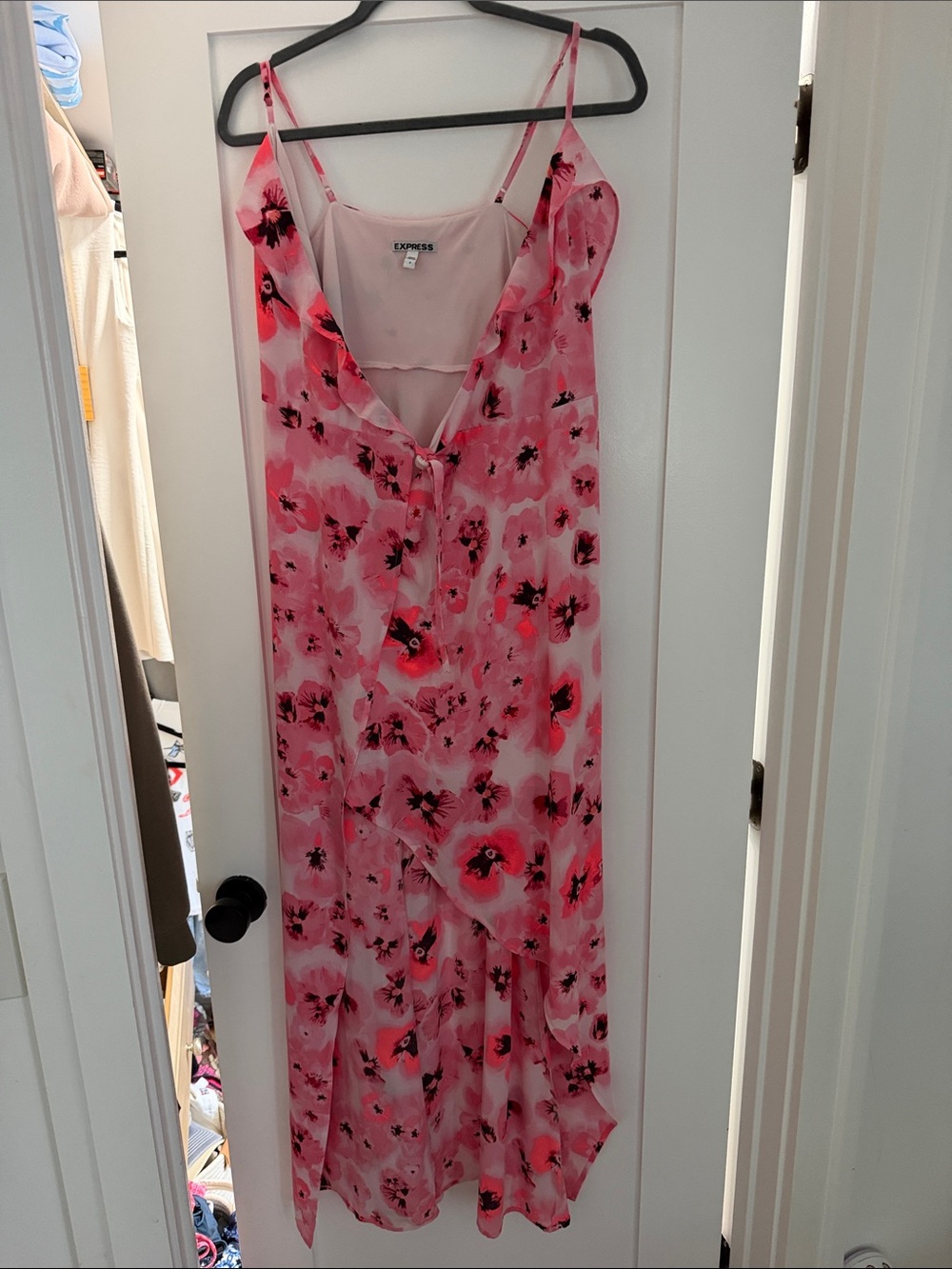Express Floral Pink & Black Slip Dress
